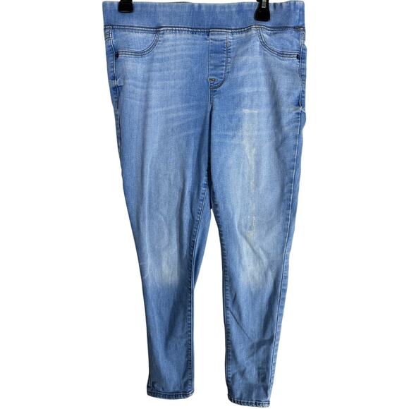 Old Navy Women Rockstar Jeans Size 8 Blue Pull On Stretch Skinny DISCOLORATION - Picture 1 of 8